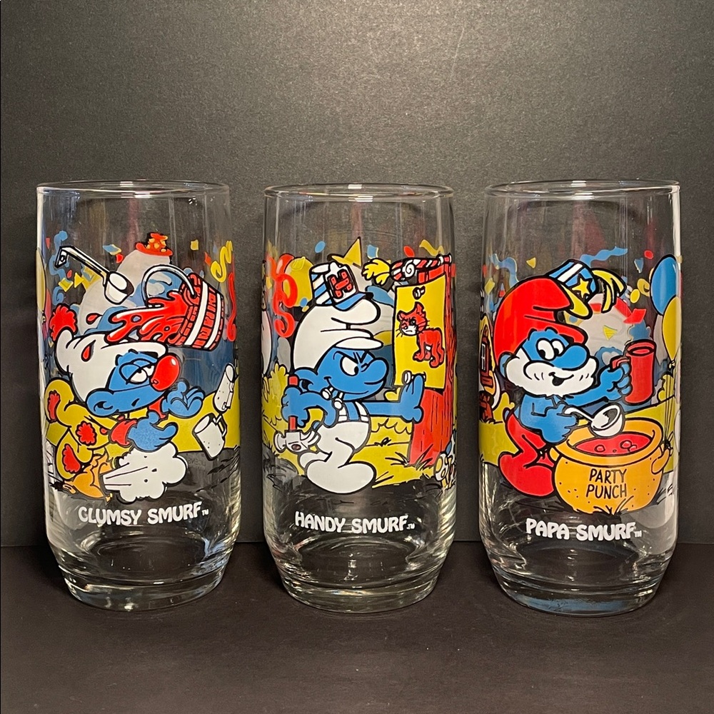 Vintage Smurfs Drinking Glasses